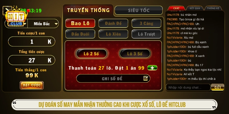 Khu vực xổ số và lô đề tại Hitclub